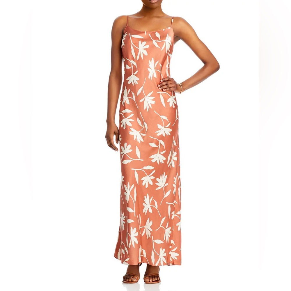 Anine Bing Chloe Silk Slip Dress Terracotta Daisy Floral Print Large